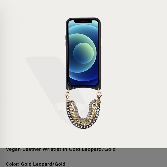 Bandolier Sabrina Vegan Wristlet in Leopard/Gold for the iPhone 14 Plus - Picture 2 of 7